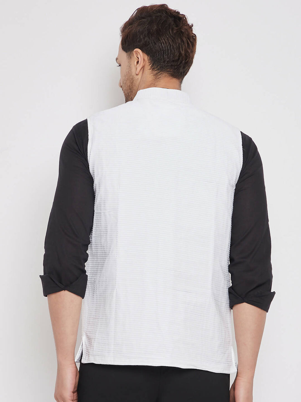 Even Apparels White Cotton Men Woven Nehru Jacket | Grocsy