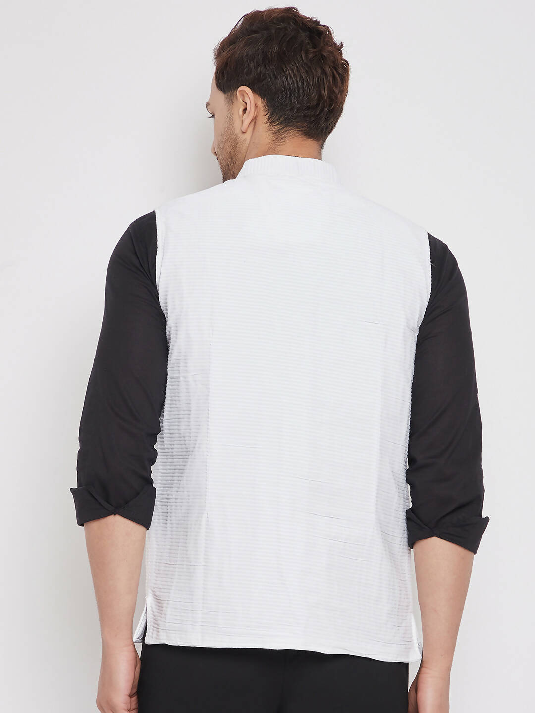 Even Apparels White Cotton Men Woven Nehru Jacket | Grocsy