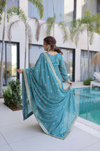 Teeya Creation Womens New Bollywood Stylish Super Silk With Rich Sequins Embroidered Work Kurta Set | Grocsy