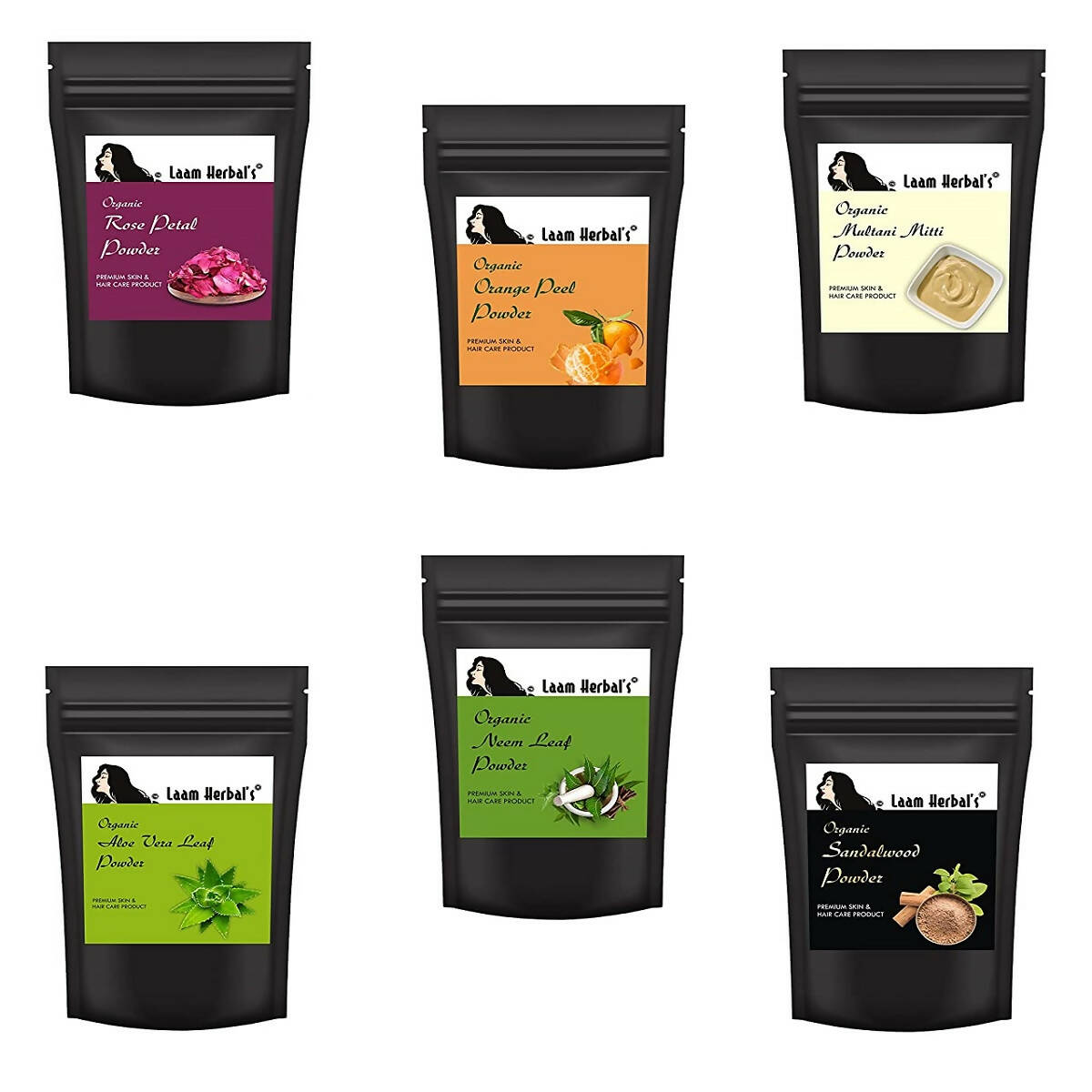 Laam Herbal's Rose Petal, Orange Peel, Multani Mitti, Aloe Vera, Neem Leaf, Sandalwood Powder | Grocsy