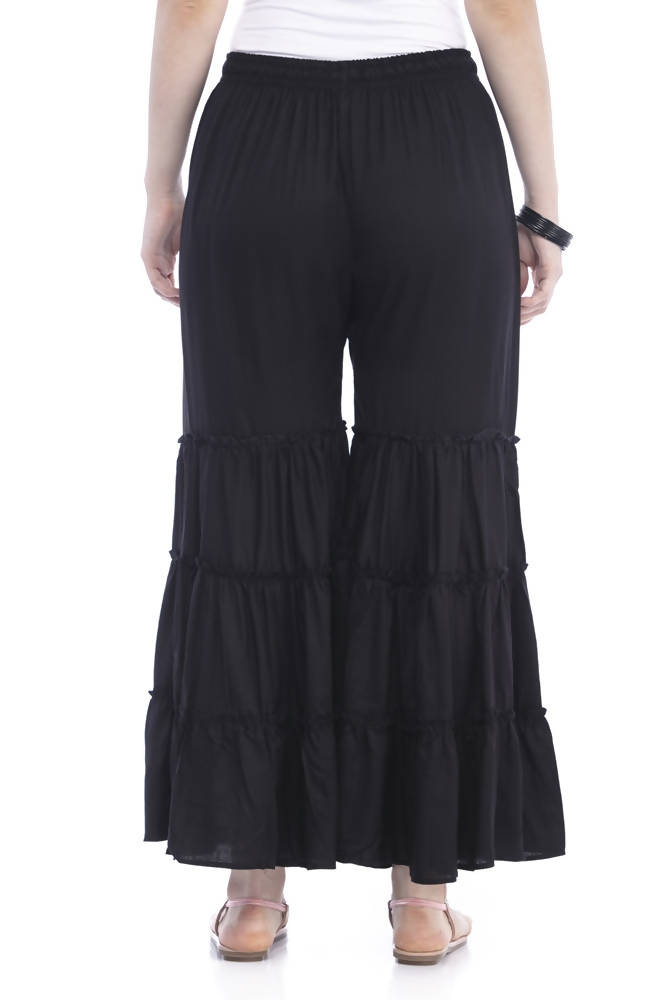 Mominos Fashion Trendy Cotton Black Palazzo | Grocsy