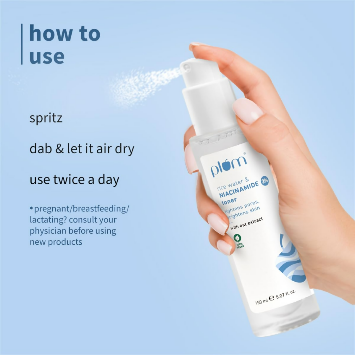 Plum 3% Niacinamide & Rice Water Face Toner - Reduces Pores & Blemishes For Bright Skin | Grocsy