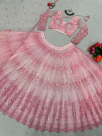 Jyoti Fashion Women's Baby Pink Soft Net Sequins with Thread Embroidered Designer Lehenga Choli Set | Grocsy