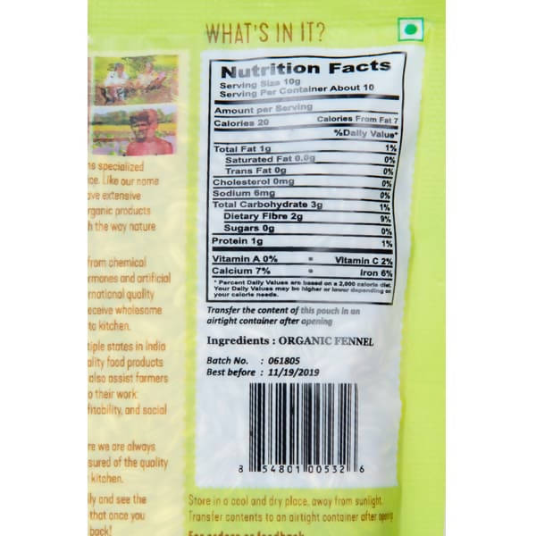 Organic Shastra Fennel Seeds | Grocsy