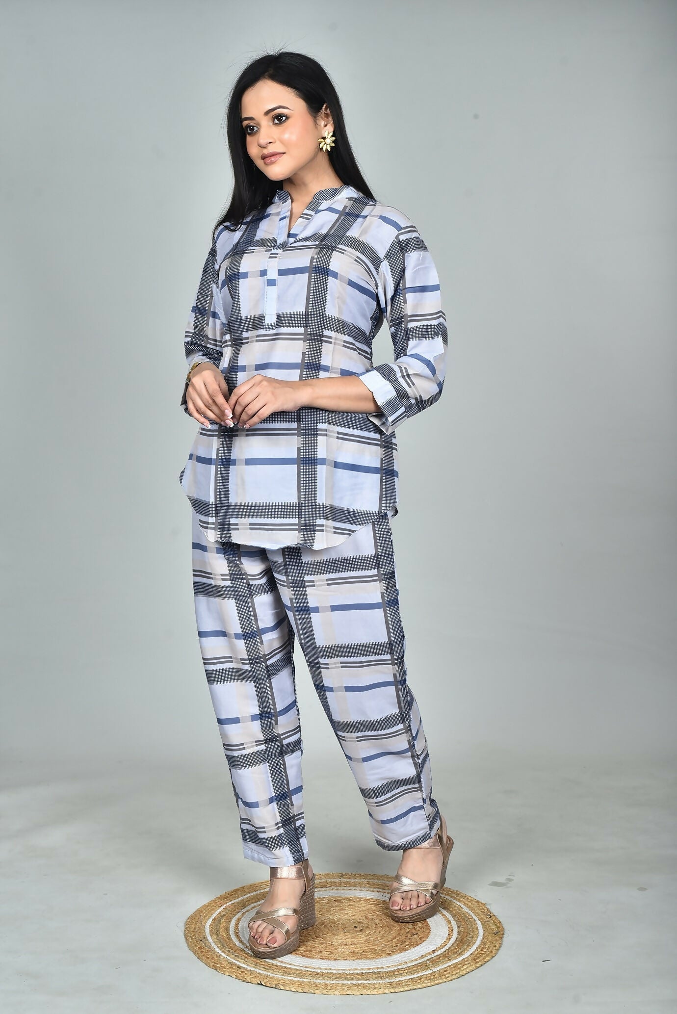 Morchari Digital Print Semi Muslin Co-Ord Set Top & Trouser-Multicolor | Grocsy
