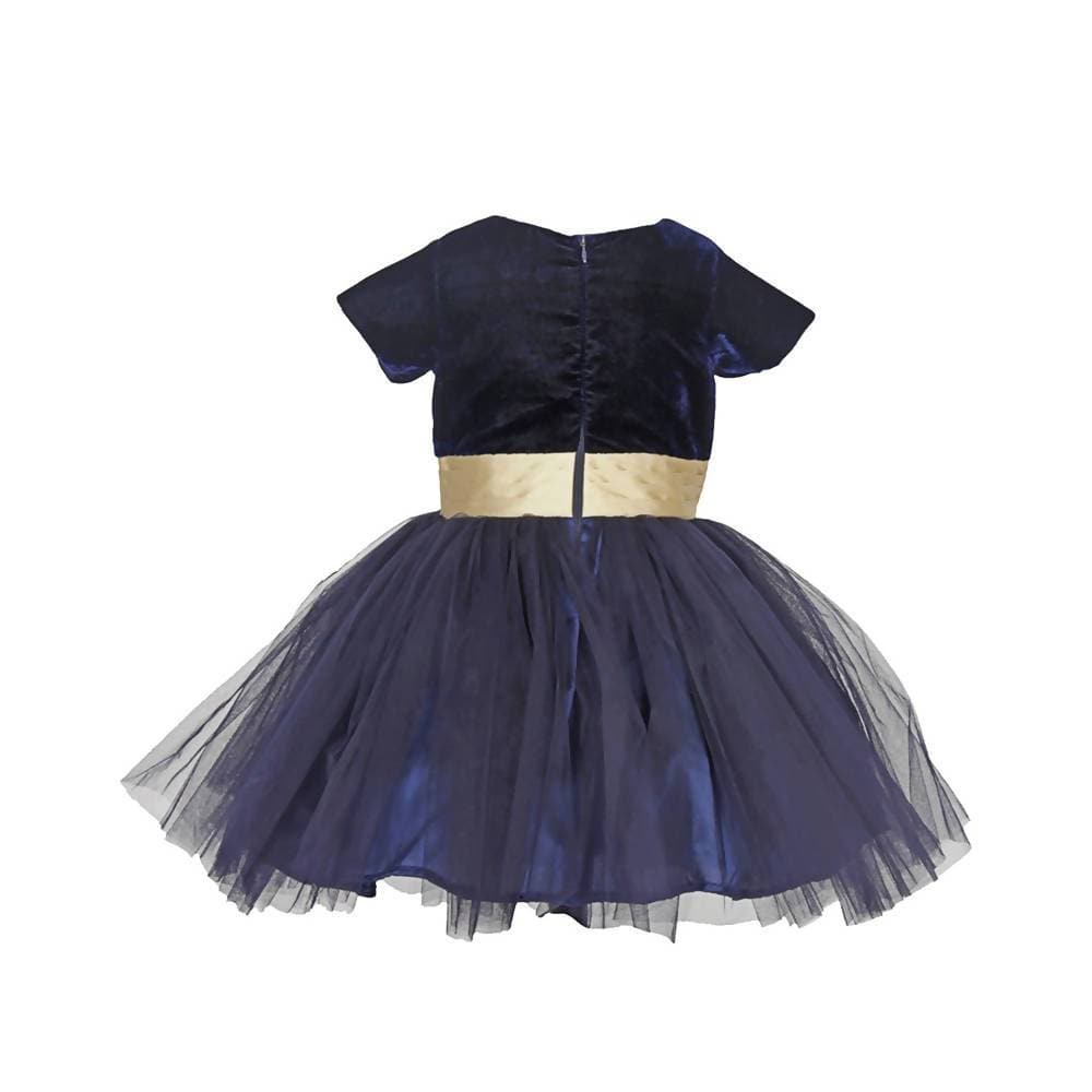 Asmaani Baby Girl's Blue Color Satin Midi Length Frock (AS-DRESS-22010) | Grocsy