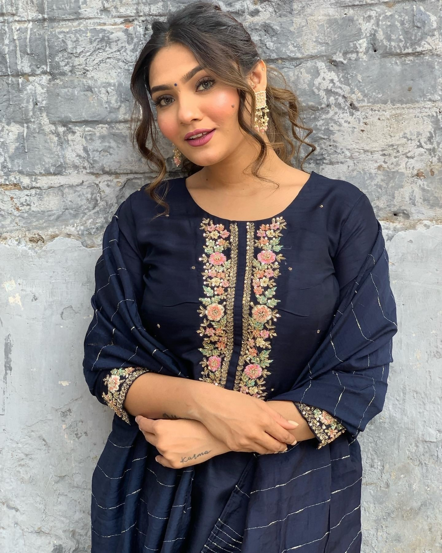 The52 Blue Women's Gorgeous Embroidered Viscose Chanderi Fabric Straight Kurta Pant with Dupatta Set | Grocsy