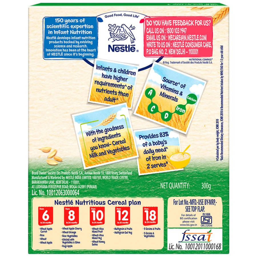 Nestle Cerelac Baby Cereal with Milk, Multigrain Dal Veg 12 Months | Grocsy