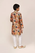 Joban Fashion Silk Dark Beige Kurta With Straight Fit Pant | Grocsy