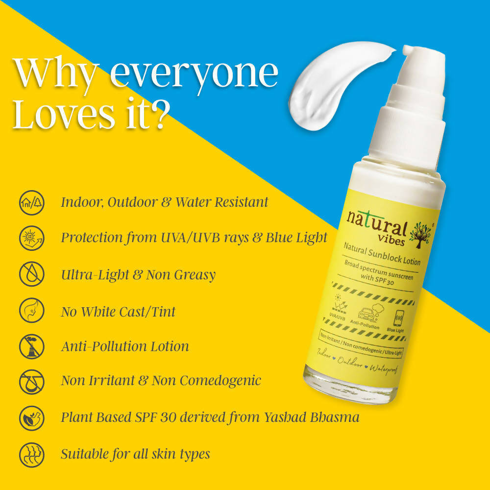 Natural Vibes Sunscreen Lotion with SPF 30 | Grocsy