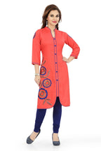 Snehal Creations Teasing Tomato Red Designer Embroidery Tunic | Grocsy