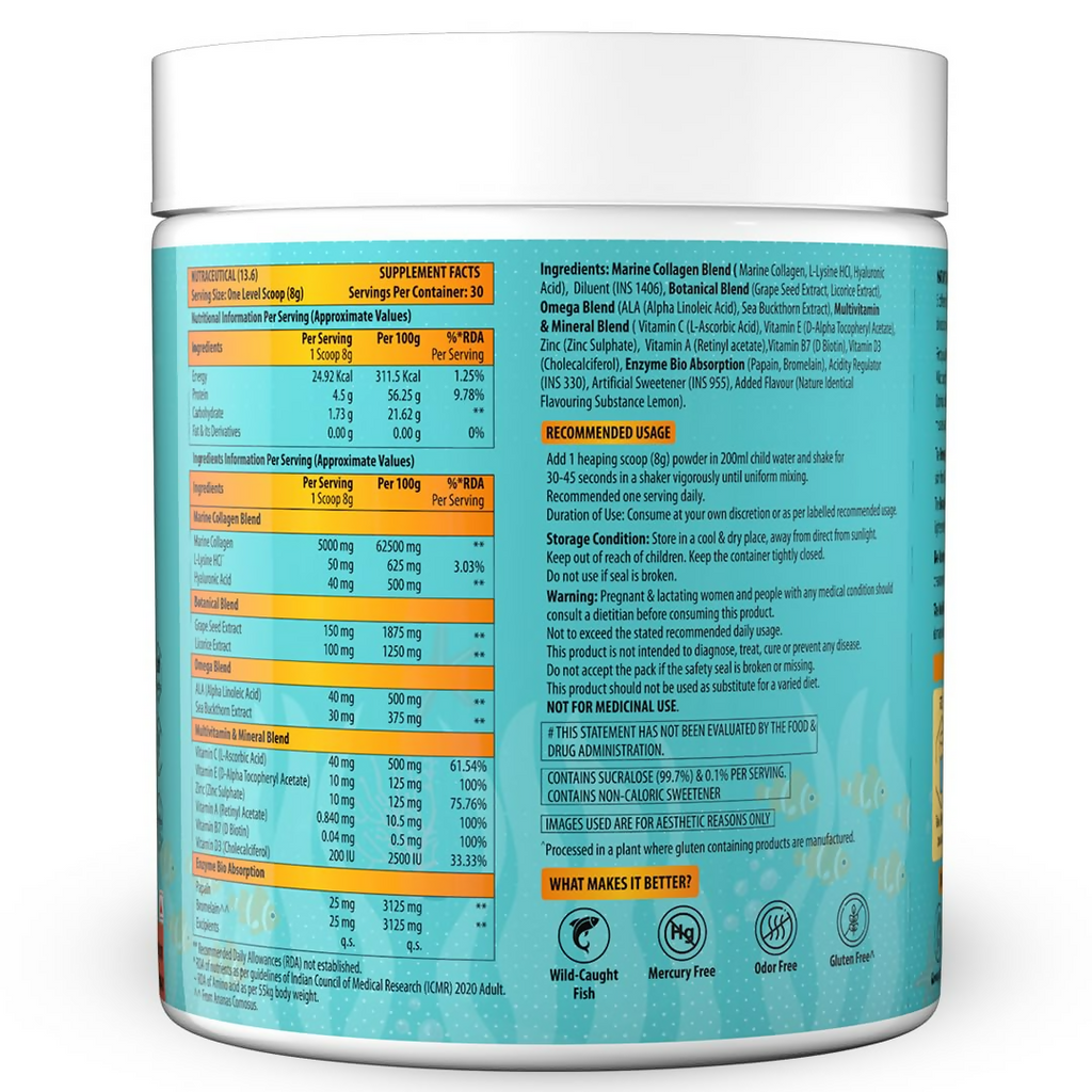 Naturyz Marine Collagen Skin X5 Power For Women & Men (Lemon Flavour)