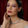 Silver Kundan and American Diamond Neckpiece (Silver) - Ruby Raang | Grocsy