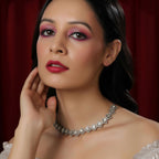 Silver Kundan and American Diamond Neckpiece (Silver) - Ruby Raang | Grocsy
