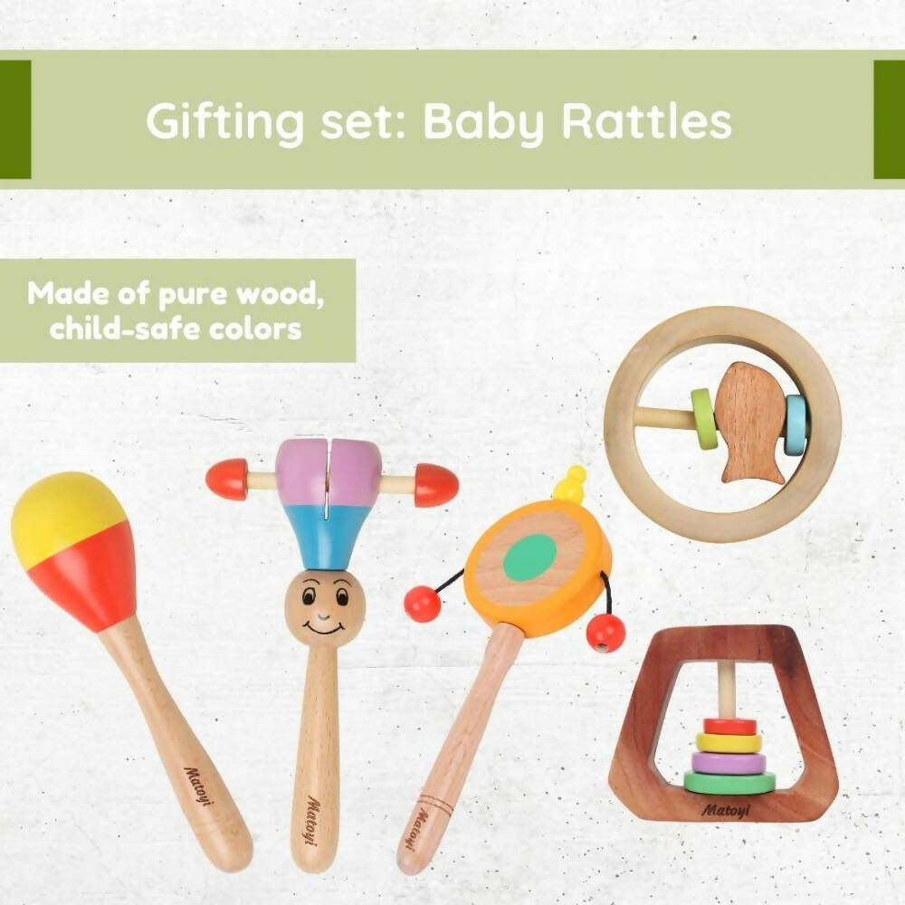 Matoyi Gifting Set ? Wooden Baby Rattles | Grocsy