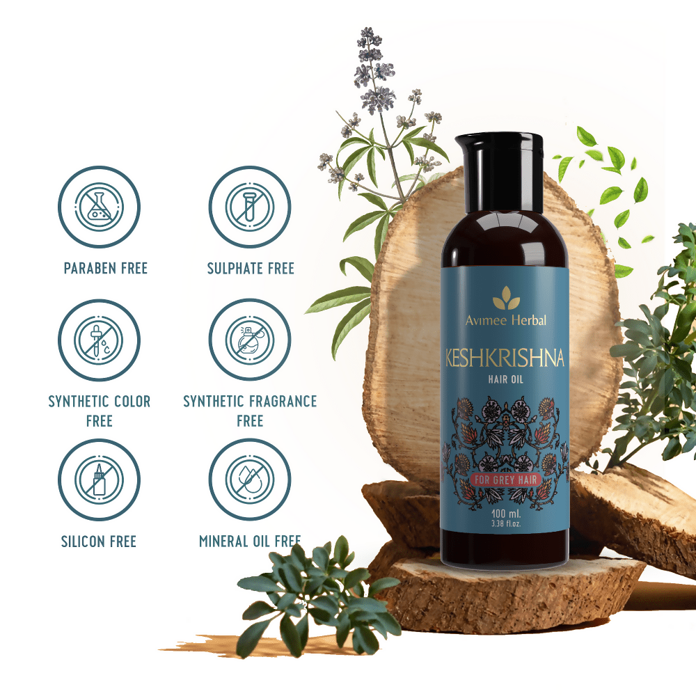 Avimee Herbal Keshkrishna Hair Oil For Grey Hair | Grocsy