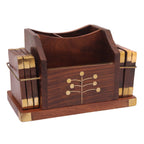 Nizalia Wooden Coaster And Pen Holder - Limited Time Offer | Grocsy