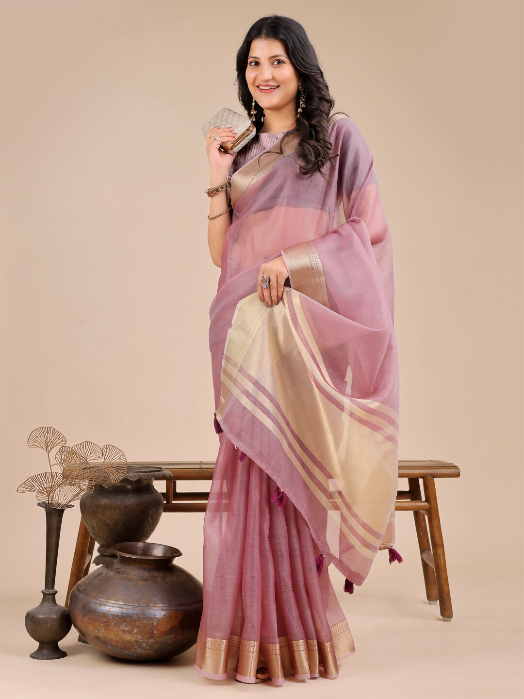 Shree Shyam Fashion Seoul Purple Organza Saree | Grocsy