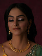 Temple Choker with Matching Jhumki Jewellery Set (Gold) - Ruby Raang | Grocsy