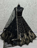 Jyoti Fashion Women's Black Bridal Net Fancy Foil & Sequins with Multi Thread Embroidered Wedding Lehenga Choli | Grocsy