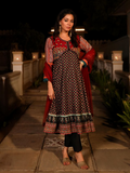 Juniper Women's Black Ethnic Motif Printed Rayon A-lined Kurta Palazzo And Dupatta With Mirror & Thread Work | Grocsy