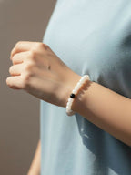 NVR White & Black Crystal Beaded Bracelet for Men & Women | Grocsy
