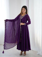 Joban Fashion Purple Kurta Set Georgette Sequence Embroidery Work | Grocsy