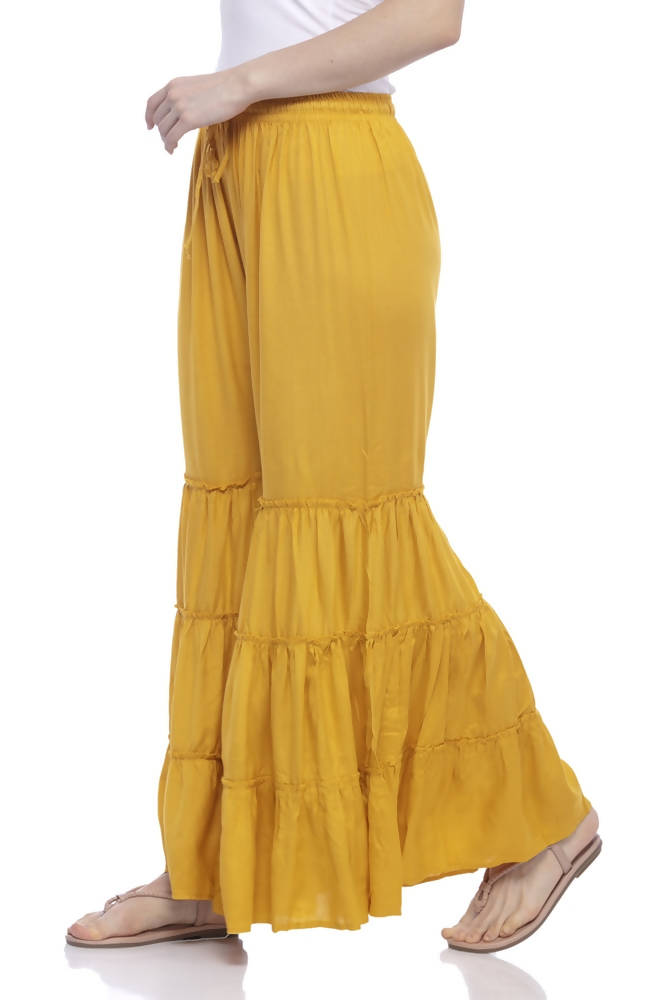 Mominos Fashion Reyon Cotton Mustard Palazzo | Grocsy