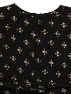Ahalyaa Black Georgette Gold Foil Print Kids Peplum style Kurta Sharara Set With Dupatta For Girls | Grocsy