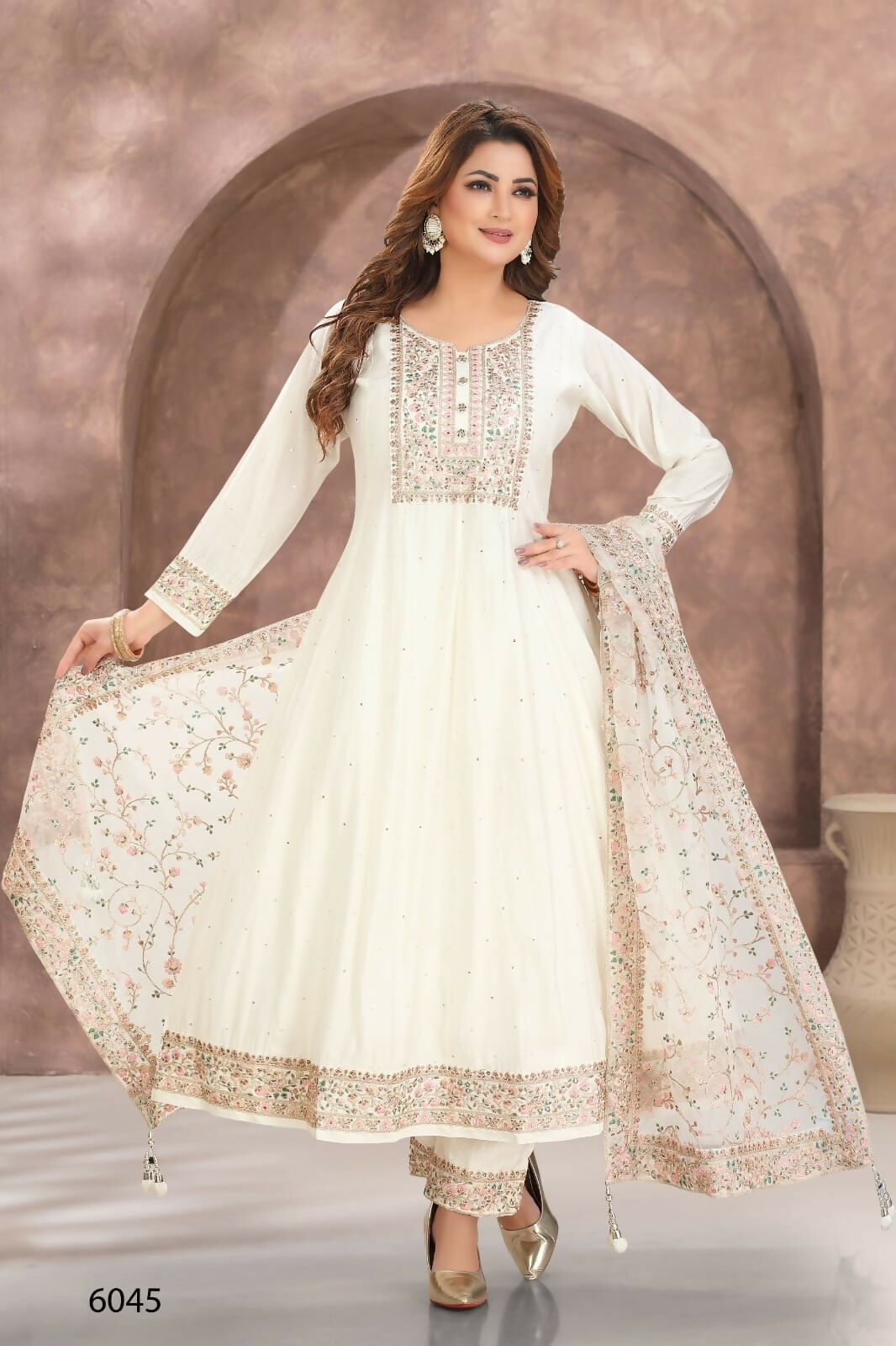 Joban Fashion Chanderi Cream Color Kurta Set | Grocsy
