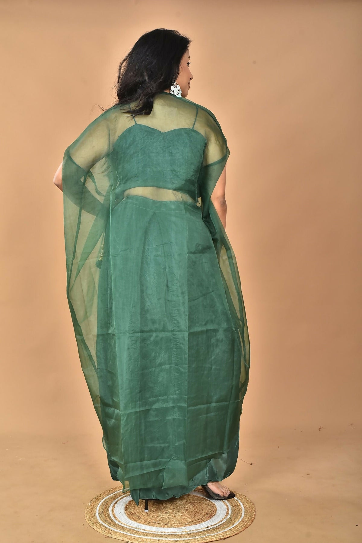 Morchari Women Hand Embroidery Crop Top-Green | Grocsy