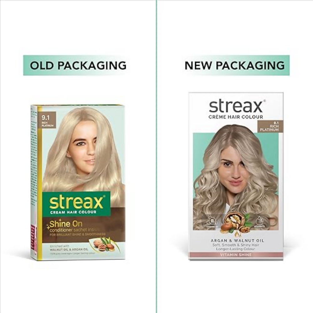 Streax Professional Permanent Hair Colour - 9.1 Rich Platinum | Grocsy