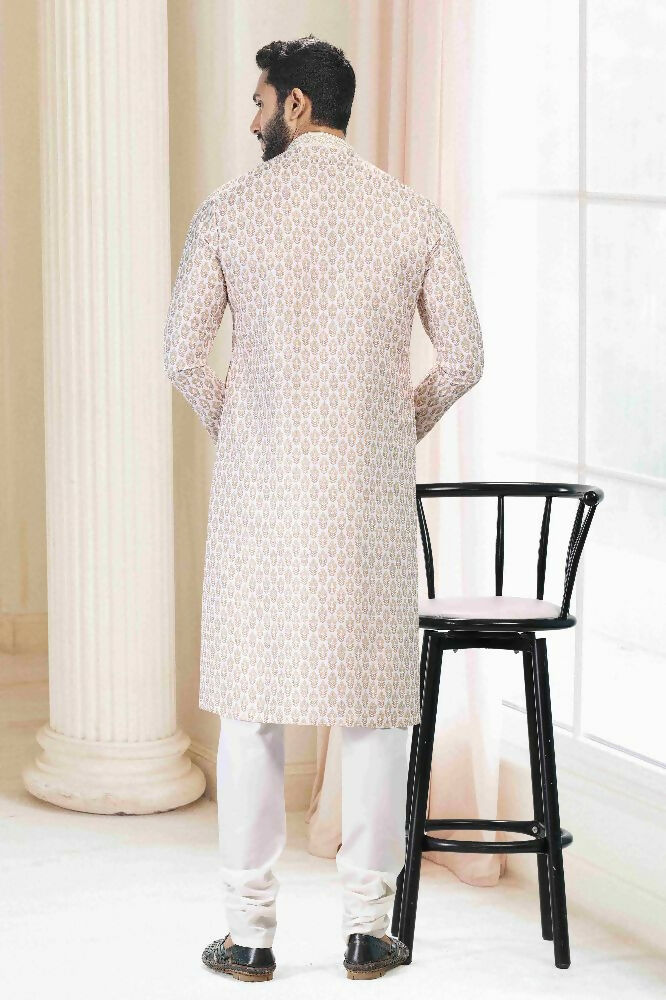 Raivat Ethnic Cotton Thread Work Kurta Pajama In Yellow Colour | Grocsy