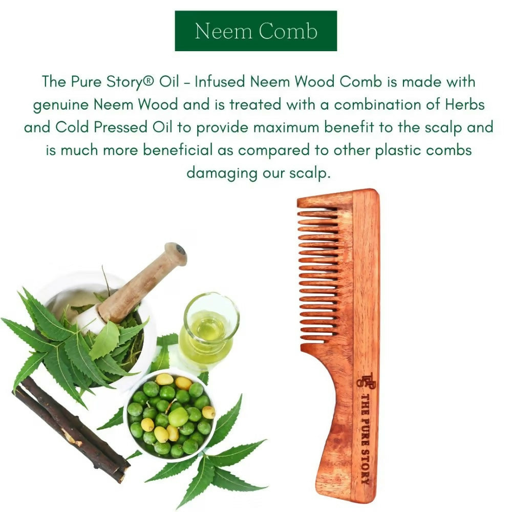 The Pure Story Oil Infused Neem Wood Handle Comb | Grocsy
