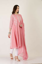 Joban Fashion Pink Georgette Kurta Set | Grocsy