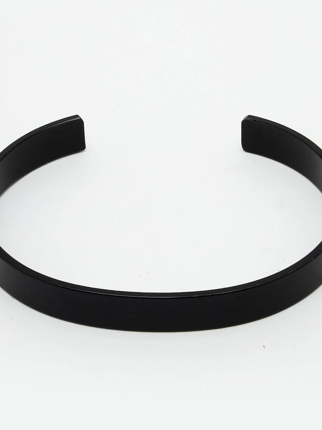 NVR Men Black Rhodium-Plated Stainless Steel Cuff Bracelet