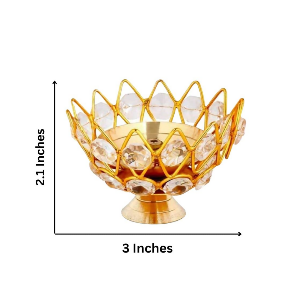 Collectible India Diwali Diya Crystal Round Akhand Diya | Grocsy