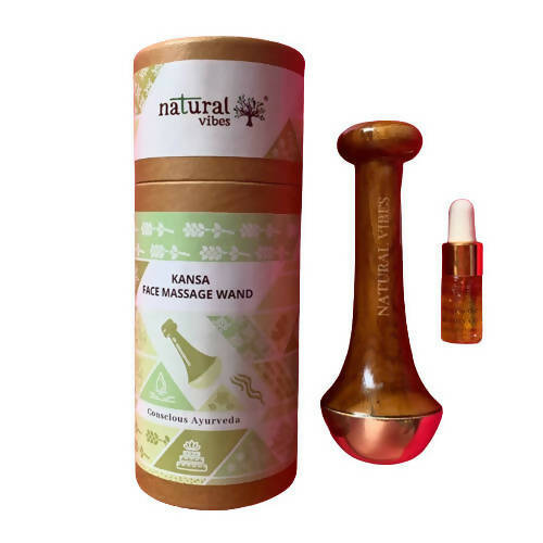 Natural Vibes Kansa Face Massage Wand with Free Gold Beauty Elixir Oil | Grocsy