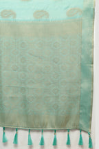 Lorenvalley Fashion Skyblue Cotton Woven Design with Zari Weaving Design Saree | Grocsy