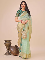 Shree Shyam Fashion Florance Olive Green Organza Saree | Grocsy
