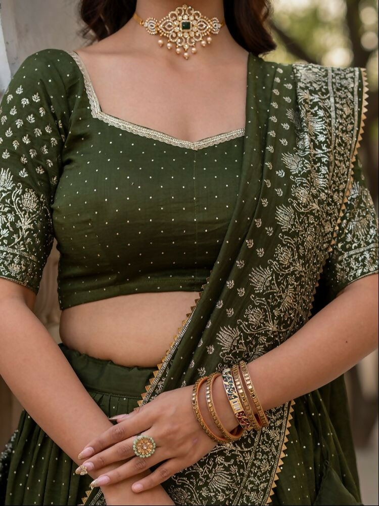 Lehenga Mart Mehendi Green Designer Wedding Wear Lehenga Choli | Grocsy