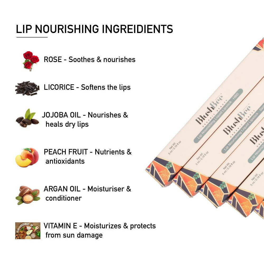 BlushBee Organic Beauty Lip Nourishing Liquid Lipstick - Almond Brown | Grocsy