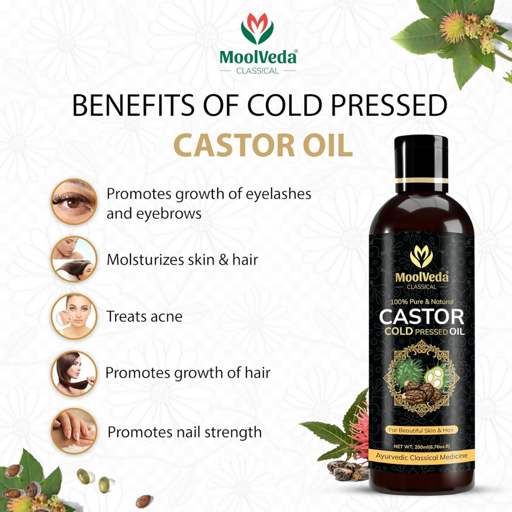 Moolveda Pure Cold Pressed Castor Hair Oil For Hair Growth | Grocsy