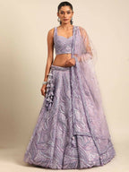 House of Panchhi Lavender Net Sequins and Zarkan embroidery Lehenga choli & Dupatta | Grocsy
