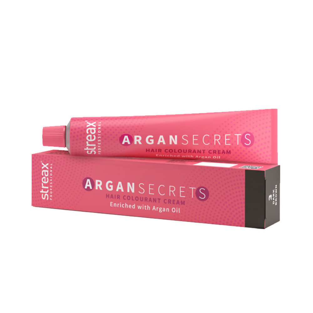Streax Professional Argan Secrets Permanent Hair Colourant Cream - Dark Brown 3 | Grocsy