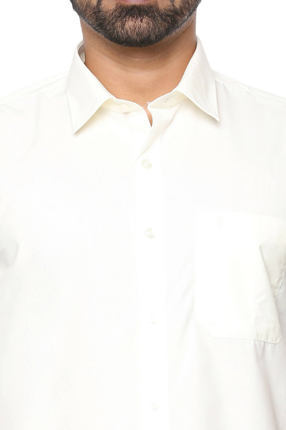Ramraj Cotton Mens Poly Cotton Cream Colour Half Sleeve Shirt | Grocsy