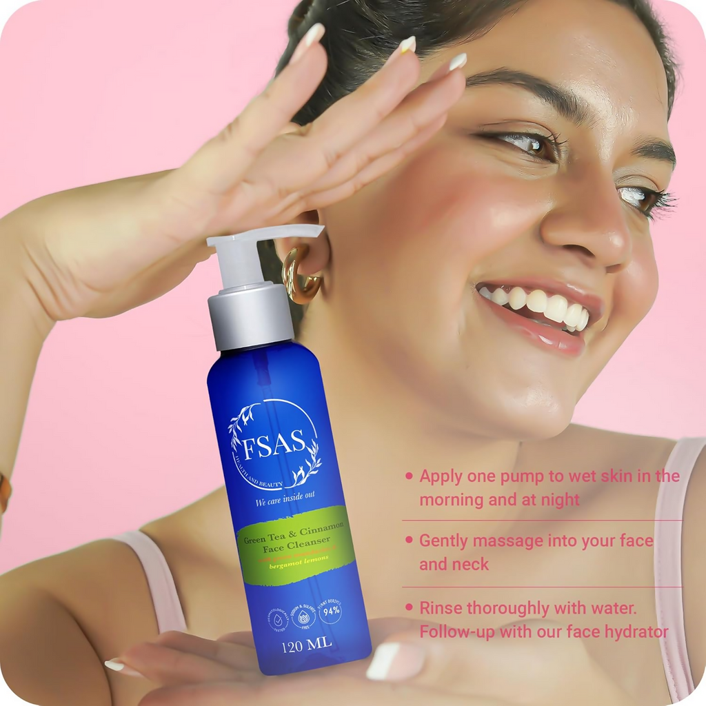 FSAS Health and Beauty 94% Plant-Derived Green Tea and Cinnamon Face Cleanser | Grocsy