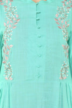 Joban Fashion Sea Green Cotton Rayon Kurta Set | Grocsy