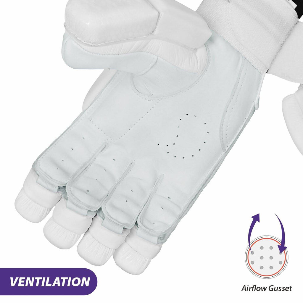 DSC Krunch 7.0 Men's Leather Right Hand Cricket Batting Gloves - Size Small (White Orange) | Grocsy