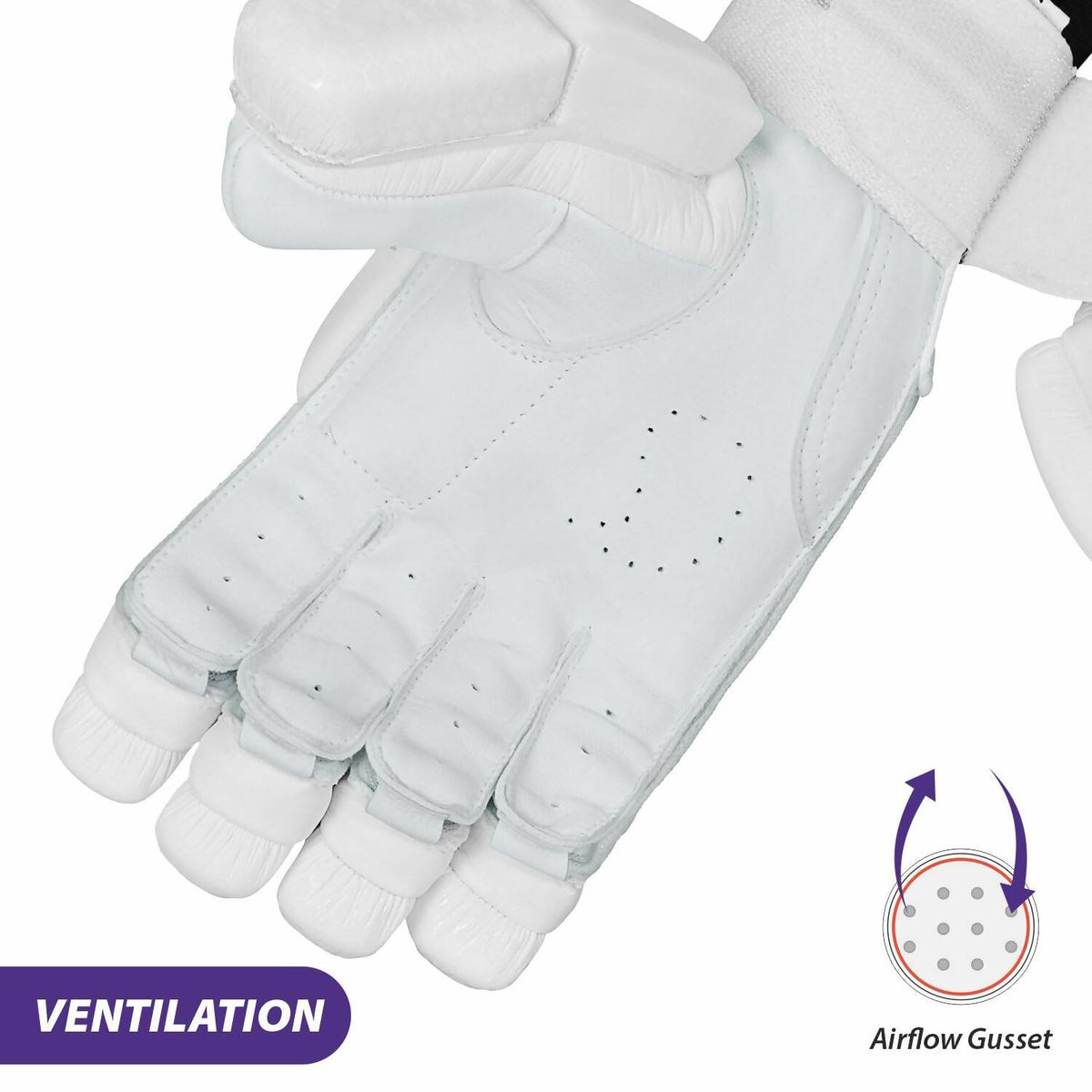 DSC Krunch 7.0 Men's Leather Right Hand Cricket Batting Gloves - Size Small (White Orange) | Grocsy